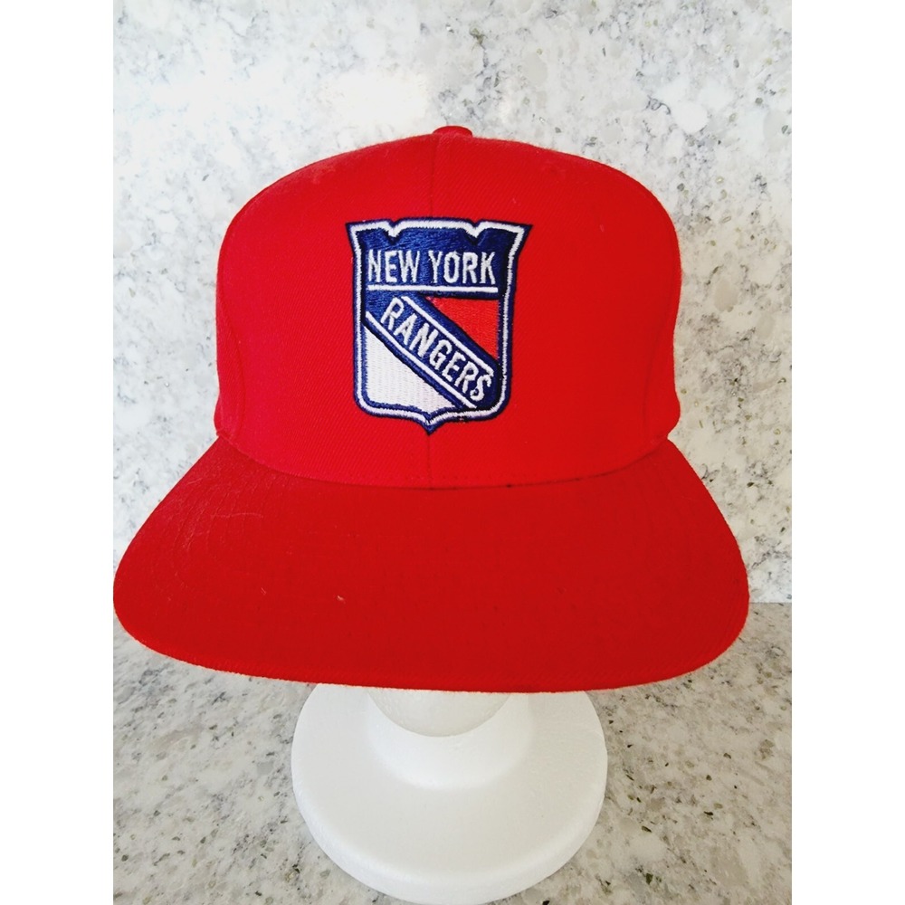 Mitchell & Ness New York Rangers Vintage NHL Snapback Hat Red Flat Brim Cap - Picture 12 of 15